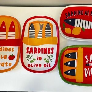 ❤️🌞🐟Colorful Sardine Themed Melamine Plates